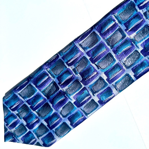 J. Garcia Other - J. García designer Blue and Silver Abstract 100% Silk Tie